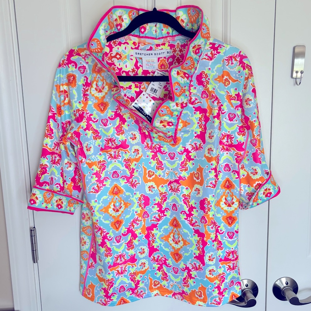 Gretchen Scott Designs Walleau Ruffneck Jersey Top NWT Size Medium